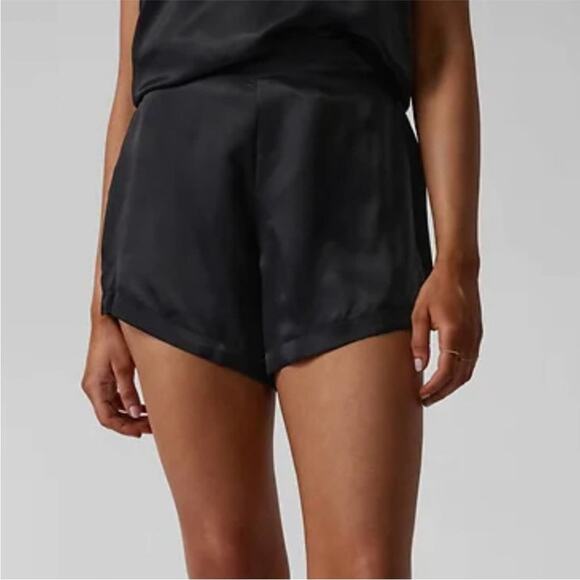 Athleta Pants - ATHLETA Calm Cool Short in Black Size Medium Satin finish elastic waist